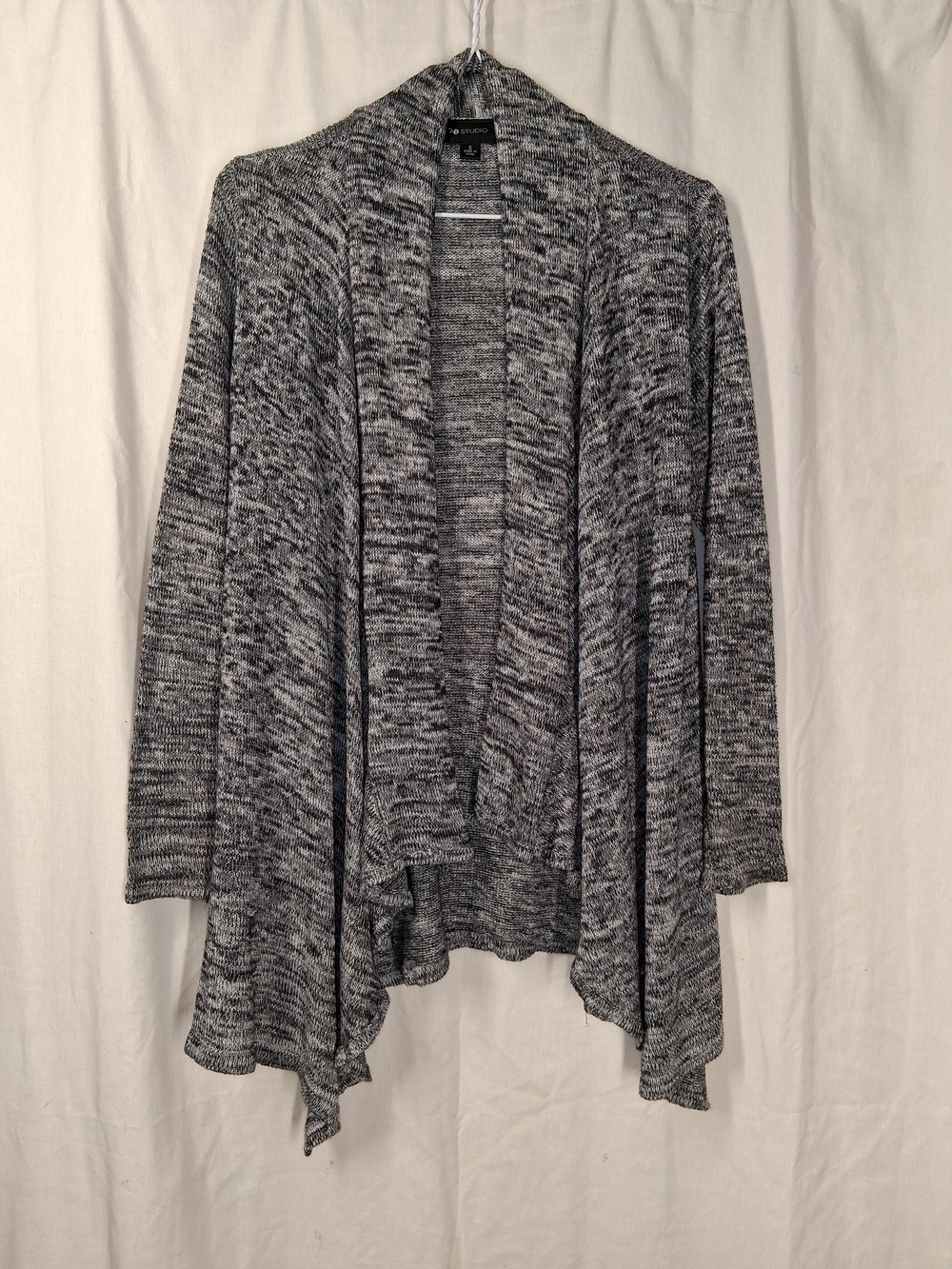 AB Studio Gray Marled Waterfall Open Cardigan